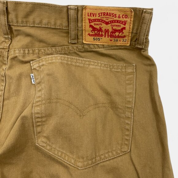 Levi's 505 Men's Denim Jeans Size 38x32 Regular Fit Straight Leg Khaki Brown Tan - Picture 5 of 13